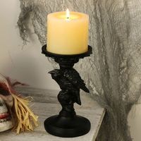 Bougeoir Crâne, Bougies Halloween Candélabre, Bougeoir Résine, Photophore en Forme de crâne Effrayant pour Bougie avec Image de crâne effrayante pour décoration de d'halloween