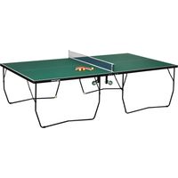 AS EASY Table de ping-pong d'intérieur avec roulettes, table de ping-pong pliable, jeu de ping-pong avec 2 raquettes, 3 balles, acier, vert