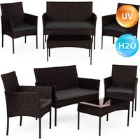 Rattan Garden Furniture Set for 4 with Table & Cushions