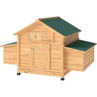 Gallinero de Madera Exterior 2 Nidos Bandeja Extraíble Perchas Techo Impermeable 150x100x96.5 cm Amarillo