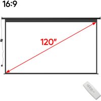 120" Black 16:9 Electric Motorized Projector Screen with Remote