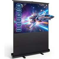 Beamer Leinwand 72 Zoll 4:3, Mobile Business und Heimkino Beamer, Tragbar Projektor Leinwand, Bodenprojektor Bildschirm, 146 x 109 cm, Keine Montage erforderlich