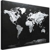 Stampe su Tela Mappa del mondo in bianco e nero 90x60