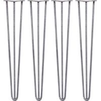 SKISKI LEGS - 4 Pieds de Table en Épingle à Cheveux 71cm 3 Tiges en Acier Brut Épaisseur 12mm