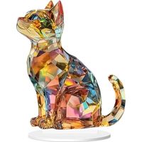 Chats de cristal Statue de chat Statue de chat en verre coloré Statue de chat 2D Desktop Statue de chat Cadeau d'anniversaire Cadeau d'ouverture Fête Plan atmosphérique Édition de beauté