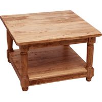 Mesita cenicero de estilo Country de madera maciza de tilo armazón blanco envejecido plan acabado con efecto natural 70x70x45 c