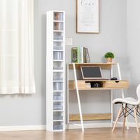 HOMCOM Lot de 2 étagères colonnes Armoire de Rangement CD-DVD 6 + 6 Compartiments dim. 21L x 19l x 88H cm capacité Max. 160 CD Blanc