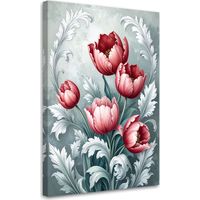 Impresión de Imagen Tulipanes rojos sobre fondo gris 60x90