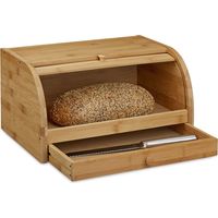 Relaxdays – Boîte à pain en bambou avec tiroir amovible – Couvercle coulissant – Dimensions H21 x L40,5 x P28 cm – Conserve le pain frais plus longtemps