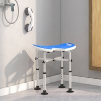 Fauteuil douche antidérapant Bleu barre présage ventouses réglables hauteur siège U