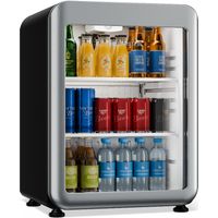 Klarstein Audrey Evo Réfrigérateur à boissons 65 L - Réfrigérateur à boissons avec porte vitrée, éclairage LED, température réglable de 0 à 10 °C, 2 clayettes, fonctionnement silencieux
