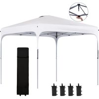 Tonnelle de Jardin Pliante 2,5 x 2,5 m Barnum Pop-up Hauteur Réglable Acier et Oxford Blanc - PANGIVO