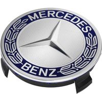 Mercedes-Benz kompatible Radnabenkappen – Für C180, C200, E260, E300, S350, ML350 – Durchmesser 75 mm – Dunkelblau – Stern mit Lorbeerkranz (kein Sammlerstück)