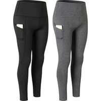2pcs Women Yoga Pants with Pockets Quick Dry High Waist Workout Leggings Running Pants-XXL-Multicolor