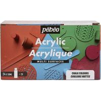 Pebeo - Peintures Décoratives - Acrylique multisurfaces - set 24 flacons 59ml mat couleurs assorties + accessoires