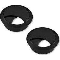 Cyclingcolors – Lot de 2 passe-câbles encastrables 68mm – Plastique noir pour bureau – Dissimule câbles ordinateurs et écrans – Accessoire ameublement