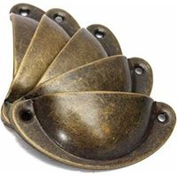 SHINING HOUSE 10 Stück Vintage-Muschelgriffe für Schubladen, Schränke, Küchenmöbel, gebogener Eisen-Retro-Schrank-Türknauf, 8,2 cm x 3,5 cm, antikes Messing