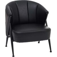 Fauteuil HHG-688, fauteuil rembourré/cocktail/club Lounge Chair Vintage Retro Industrial Métal Simili cuir, noir