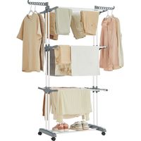 Songmics – Étendoir à linge pliable 4 niveaux – Acier et plastique – 64 x 126 x 172 cm – Roulettes pour déplacement facile – Grande capacité 35 kg