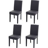 4x chaise de salle à manger chaise de cuisine Littau - similicuir, gris mat, pieds foncés