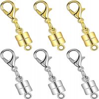 Short cylindrical magnet buckle 3 pcs gold 6mm+3 pcs white 6mm