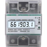 Digital Energy Meter 1 Phase 2 Wire KWh Electricity Wattmeter DIN Rail Backlight LCD Display 230VAC 5(100)A