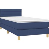 Box Spring Bed with Mattress&LED Blue 90x190cm Fabric vidaXL