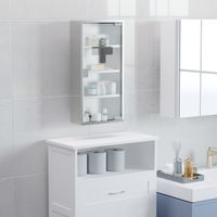 Armoire à pharmacie en acier inox argent 30 x 12 x 60 cm avec porte en verre satiné et serrure