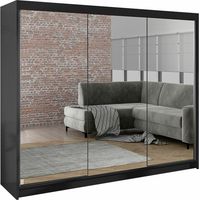 Mirjan24 – Armoire coulissante noire 215x200x58cm – 9 étagères – Stratifié – Pour espaces modernes et optimisés