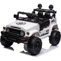 Macchina Elettrica per Bambini Fuoristrada Toyota Fj Cruiser 12V Telecomando Ruote in Gomma e Sedile in Pelle Bianco