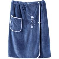 Serviette de bain douce pour homme avec poches Serviette de bain en velours corail de couleur unie Jupe longue pour la maison