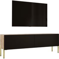 Mobile TV : Rovere Wotan / Nero Opaco, gambe dorate, 140 x 52 x 32 cm