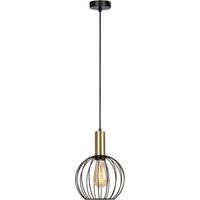 Lámpara colgante "Sofis II" E27 230V IP20 Ø20x100cm fabricada en acero color negro y oro