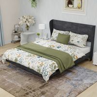 Cama adulto de 140x200 cm con cabecero suave, base de láminas, de terciopelo, sin colchón, gris