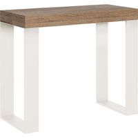 Console Extensible 90X40/196 Cm Tecno Small Oak Nature Avec Cadre Blanc