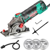 HYCHIKA Mini-Kreissäge Handkreissäge mit 3 Sägeblättern, Skalenlineal, 500 W Motor aus reinem Kupfer 4.500 U/min, ideal zum Schneiden von Holz, Weichmetall, Fliesen und Kunststoff