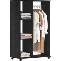Armario Ropero con Ruedas Barra y Estantes para tener Ropa Colgada y Doblada 80x40x128 cm Negro