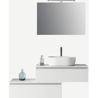 Hängendes Badmöbel-Set mit Spiegel und Waschbecken, 5-teilig, Astra - Weiß