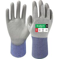Gants 12-350 POLYESTER/PU Jauge 13 anticoupure C gris taille 9- sachet de 12 paires - XCELLENT