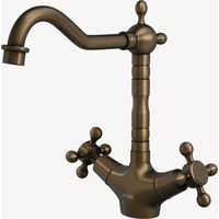 Robinet de cuisine mitigeur en laiton antique – Douchette émerillon de pêche – Hauteur 20cm – Fixation murale – 1 poignée – Lookshop
