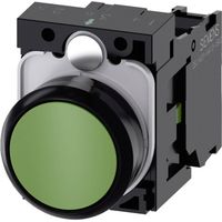 Siemens 3SU11000AB401BA0 3SU1100-0AB40-1BA0 Bouton-poussoir collerette plastique, actionneur plat vert 1 pc(s)