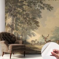 Papier peint autocollant avec imprimé pour cuisine facile à appliquer pour mur a motif Calme de la forêt 250x250 cm