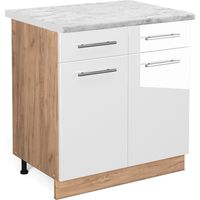 Mobiletto base per cucina Fame-Line, Bianco lucido, 80 cm , PL Marmo, Vicco