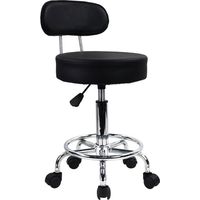 Tabouret de bureau réglable en hauteur – Fauteuil pivotant noir avec dossier ergonomique – Roues à roulement doux pour mobilité – Kktoner