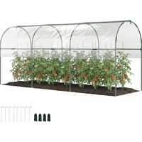 Serre de Jardin, Serre à tomates, bâche renforcée, châssis en Acier, pour légumes Plantes Fleurs, pour extérieur, 400 x 120 x 170 cm, Transparent