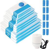 Vacuum Bag for Clothes Vacuum Cleaner (3XL, 3L, 2M, 2S) Vacuum Storage Bag Vacuum Bags with Electric Pump Reusable Travel for Bags, Clothes, Duvets, Pillows (10)