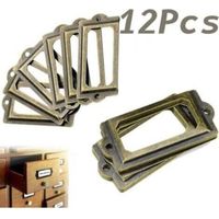 12 pièces boîte en laiton antique étiquette,Poignée de meuble,meubles armoire tiroir boîte,métal tirer cadre poignée fichier titulaire de la carte de visite