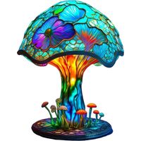 Pilzförmige Tischlampe aus bemaltem Glas, Vintage-Schreibtischlampe, dekorative Nachttischlampe für Schlafzimmer, Wohnzimmer, Büro, Geschenk -- A