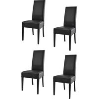 Tommychairs 4 Glory chairs in beech, black faux leather seat