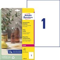 Avery-Zweckform L7784-25 Etichetta a pellicola 210 x 297 mm Pellicola in poliestere Trasparente 25 pz. A tenuta permane